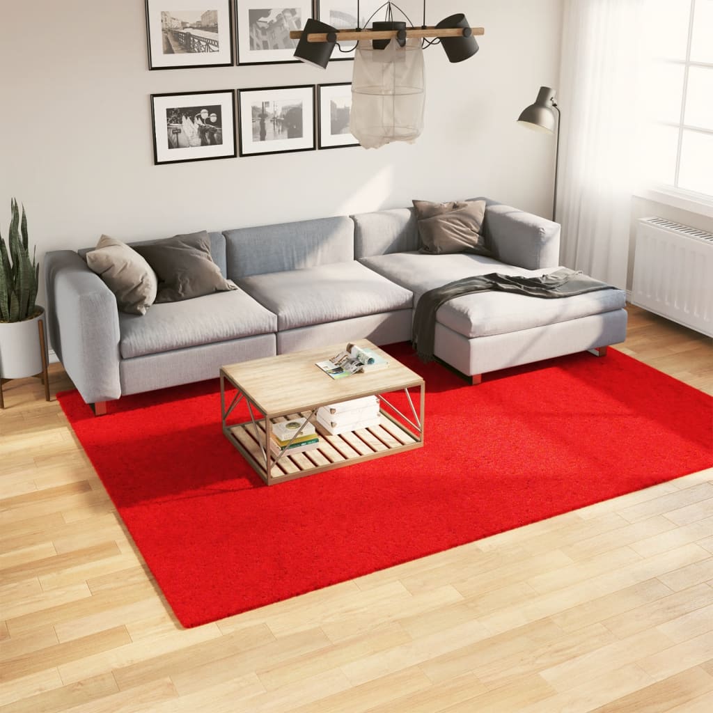 VidaXL tapis oviedo poils ras 200x280 cm rouge
