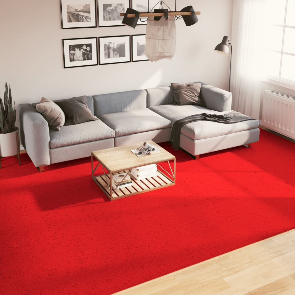 VidaXL tapis oviedo poils ras 300x400 cm rouge