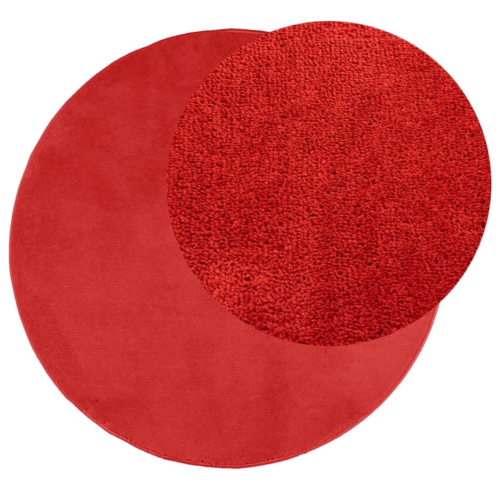 Vidaxl rug Oviedo Low -pile Ø 100 cm Red