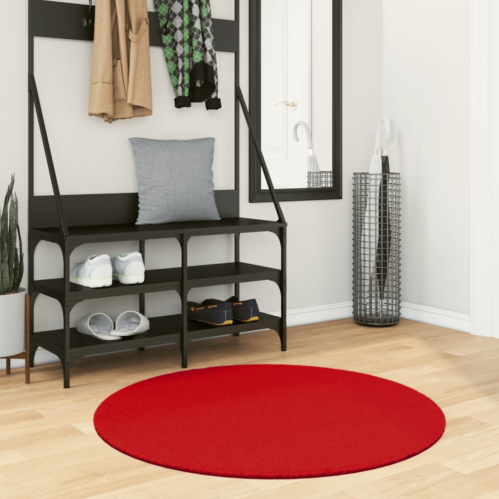 VIDAXL RAG OVIDO basso -pile Ø 100 cm rosso