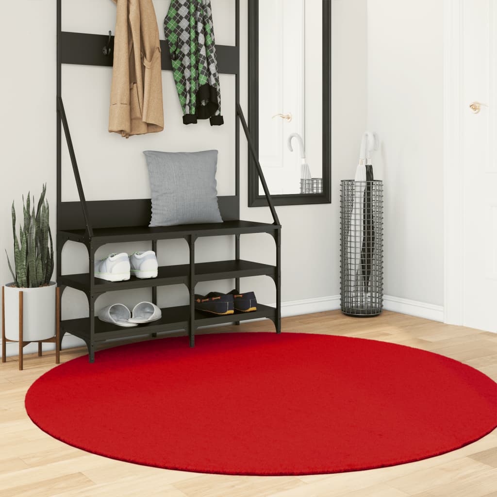 Vidaxl Rug Oviedo Low -Pile Ø 160 cm rød