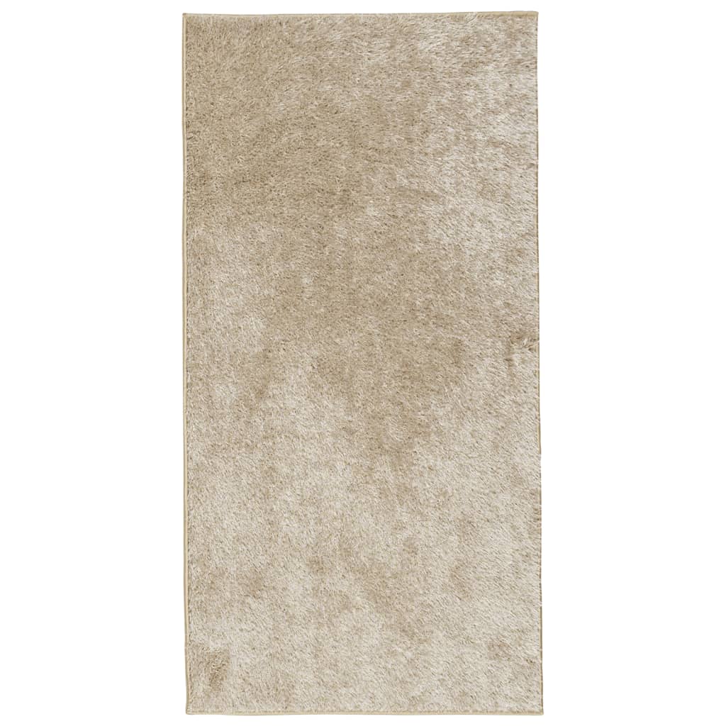 Vidaxl teppe istan høy haug blank 80x150 cm beige