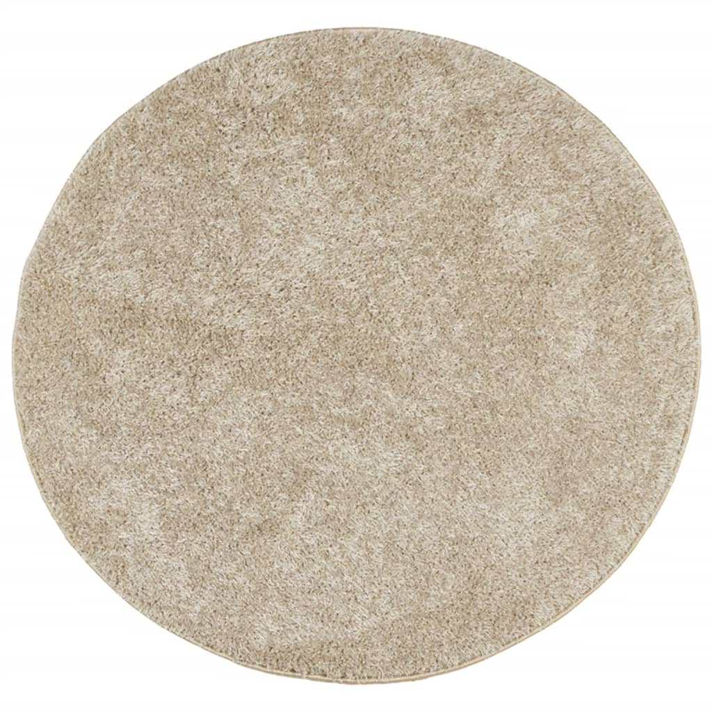 Vidaxl tapis istan poils longs brillant ø 160 cm beige