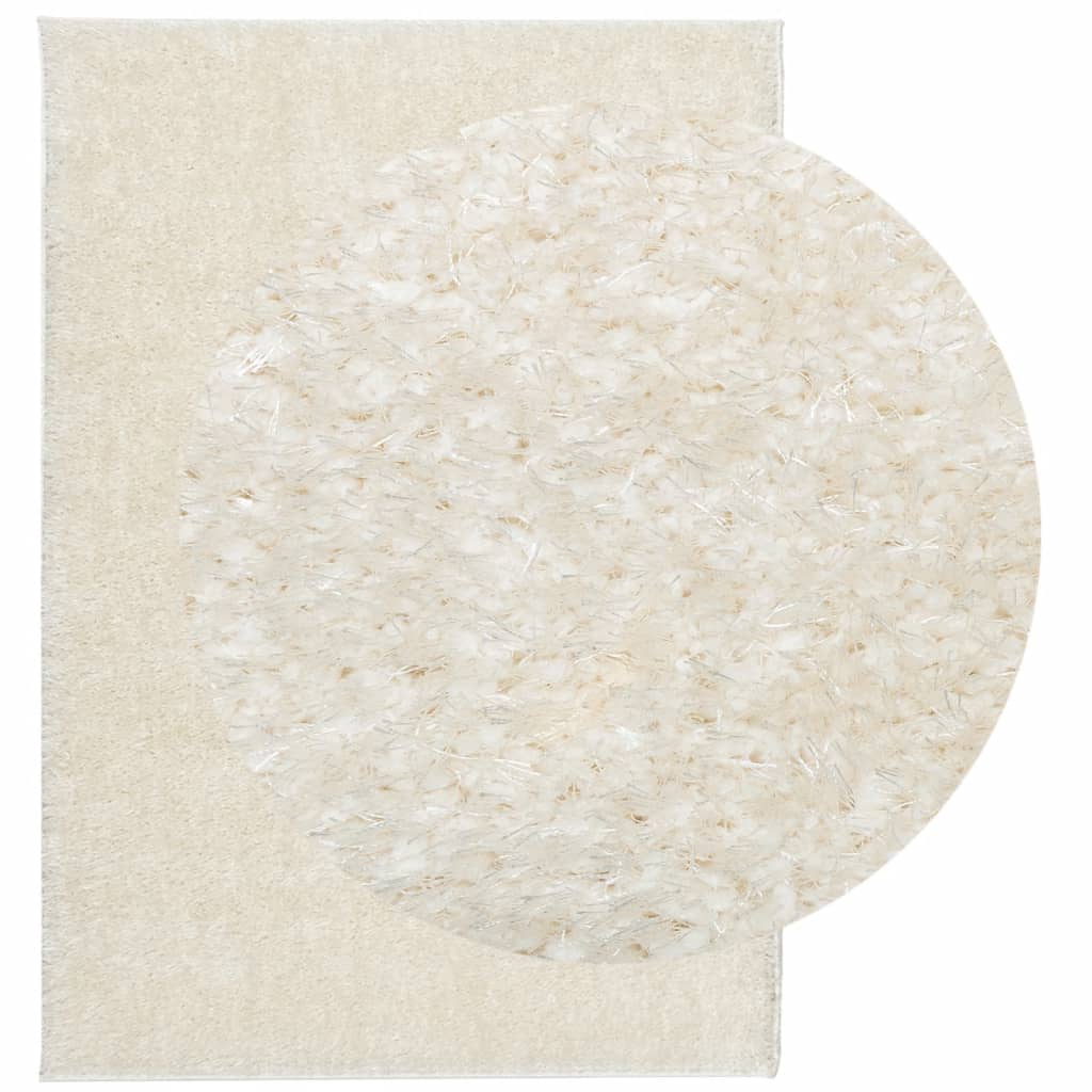 Vidaxl Rug istan héich Pile glänzend 120x170 cm Crème -Colored