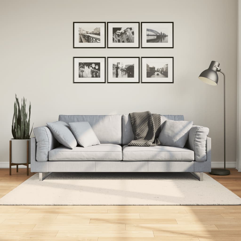 Vidaxl vloerkleed istan hoogpolig glanzend 140x200 cm crèmekleurig