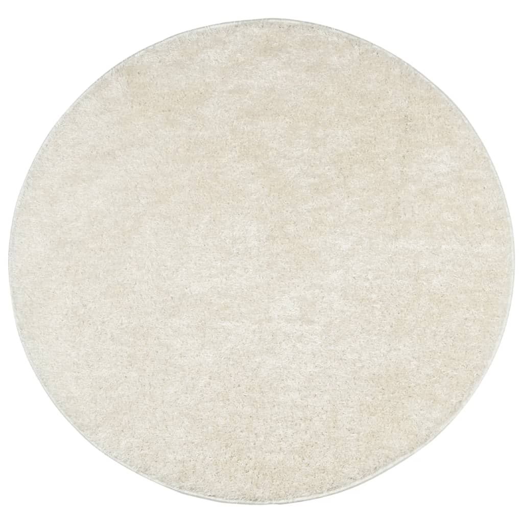 Vidaxl Rug Istan All -Bile Glossy Ø 100 cm Cream -Colored