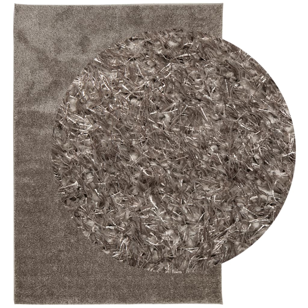 Vidaxl Rug istan héich Pile glänzend 120x170 cm Grau