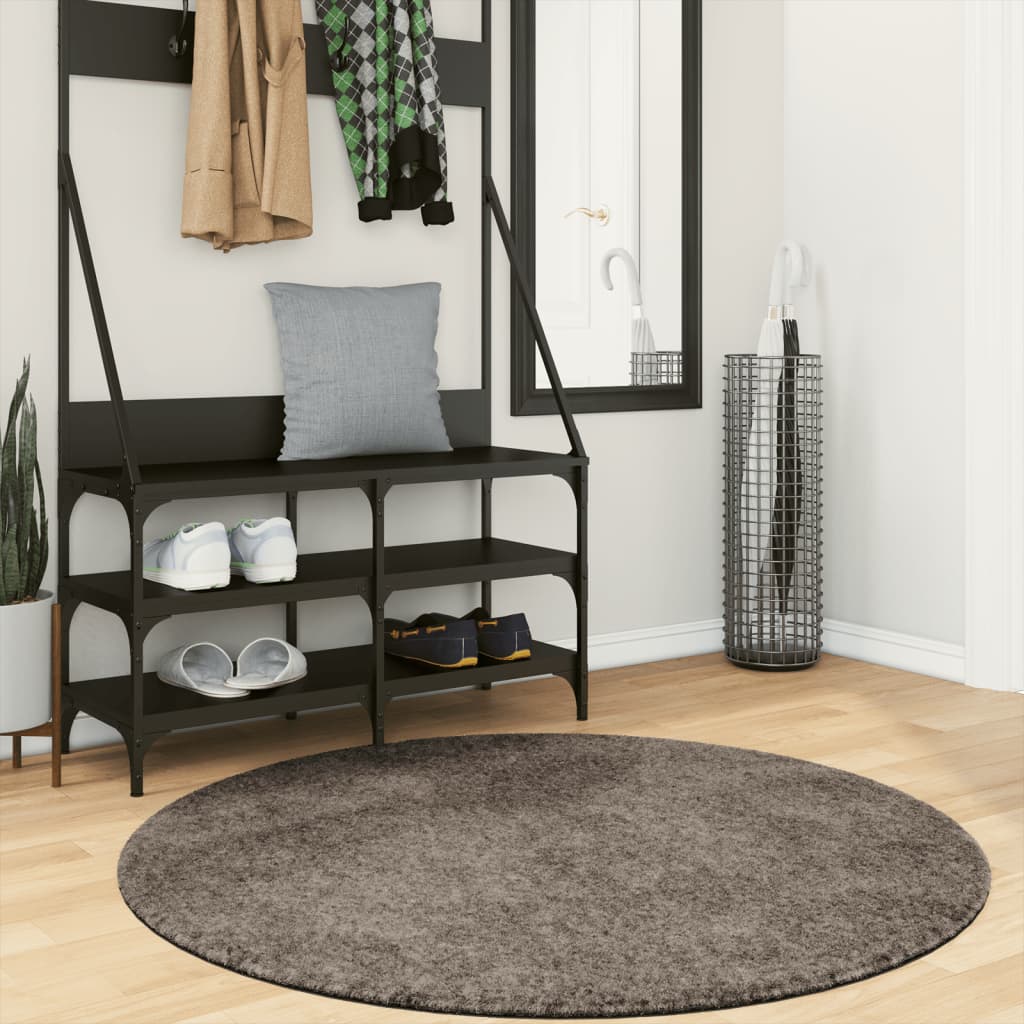 Vidaxl tapis istan poils longs brillant ø 120 cm gris