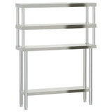 VidaXL Table de travail de cuisine avec étagère supérieure 110x30x150 cm acier inoxydable