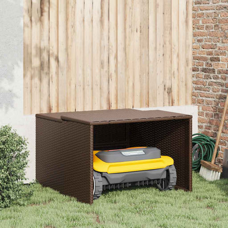Vidaxl garage voor robotmaaier 86x90x52 57 cm poly rattan bruin