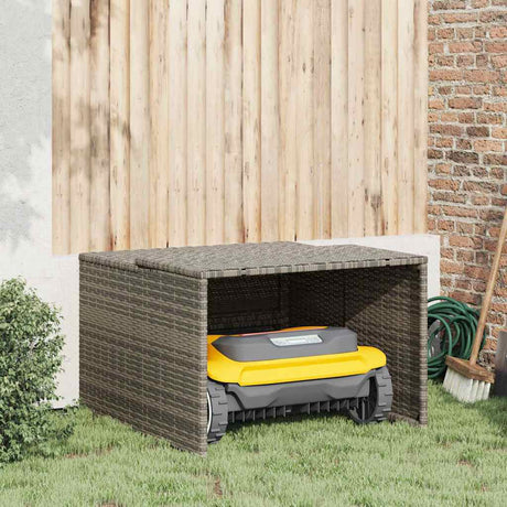 Vidaxl garage voor robotmaaier 86x90x52 57 cm poly rattan grijs
