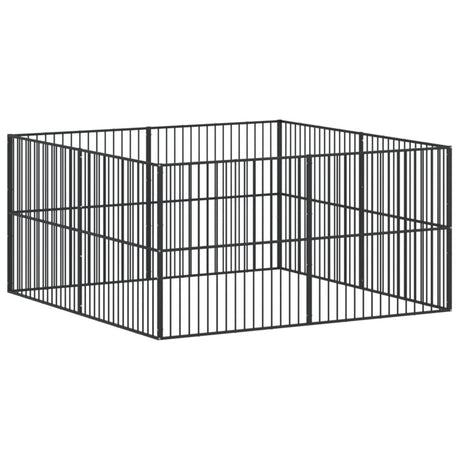 VidaXL Niche pour chien 8 panneaux en acier thermolaqué noir