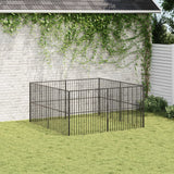 Vidaxl Dog Kennel 8 Panels Pulverlakkert stål svart