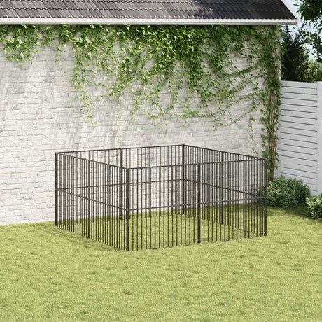 VidaXL Niche pour chien 8 panneaux en acier thermolaqué noir