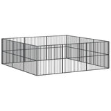 Vidaxl Dog Kennel 12 Panels Powder -Coated Steel Black