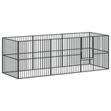 Vidaxl Hond Kennel 8 Panels Pudder -coated Stahl schwaarz