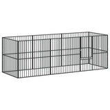 VidaXL Niche pour chien 8 panneaux en acier thermolaqué noir