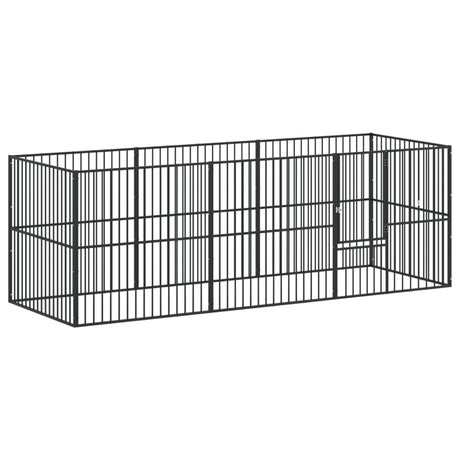 VidaXL Niche pour chien 8 panneaux en acier thermolaqué noir
