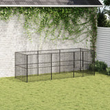 VidaXL Niche pour chien 8 panneaux en acier thermolaqué noir