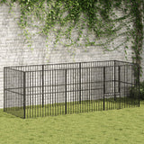 VidaXL Niche pour chien 8 panneaux en acier thermolaqué noir