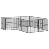 Vidaxl Hond Kennel 12 Panels Pudder -coated Stol schwaarz