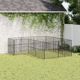 Vidaxl Dog Kennel 12 Panels Pulverlakkert stål svart