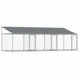 Vidaxl dog loft with roof and doors 6x2x2 m galvanized steel gray