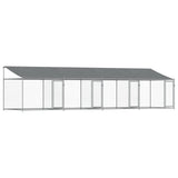 Vidaxl dog loft with roof and doors 8x2x2 m galvanized steel gray