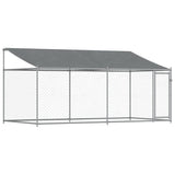 Vidaxl Dog Loft avec toit et porte 4x2x2 m Gray en acier galvanisé