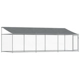 Vidaxl dog loft with roof and door 6x2x2 m galvanized steel gray