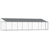 Vidaxl dog loft with roof and door 8x2x2 m galvanized steel gray