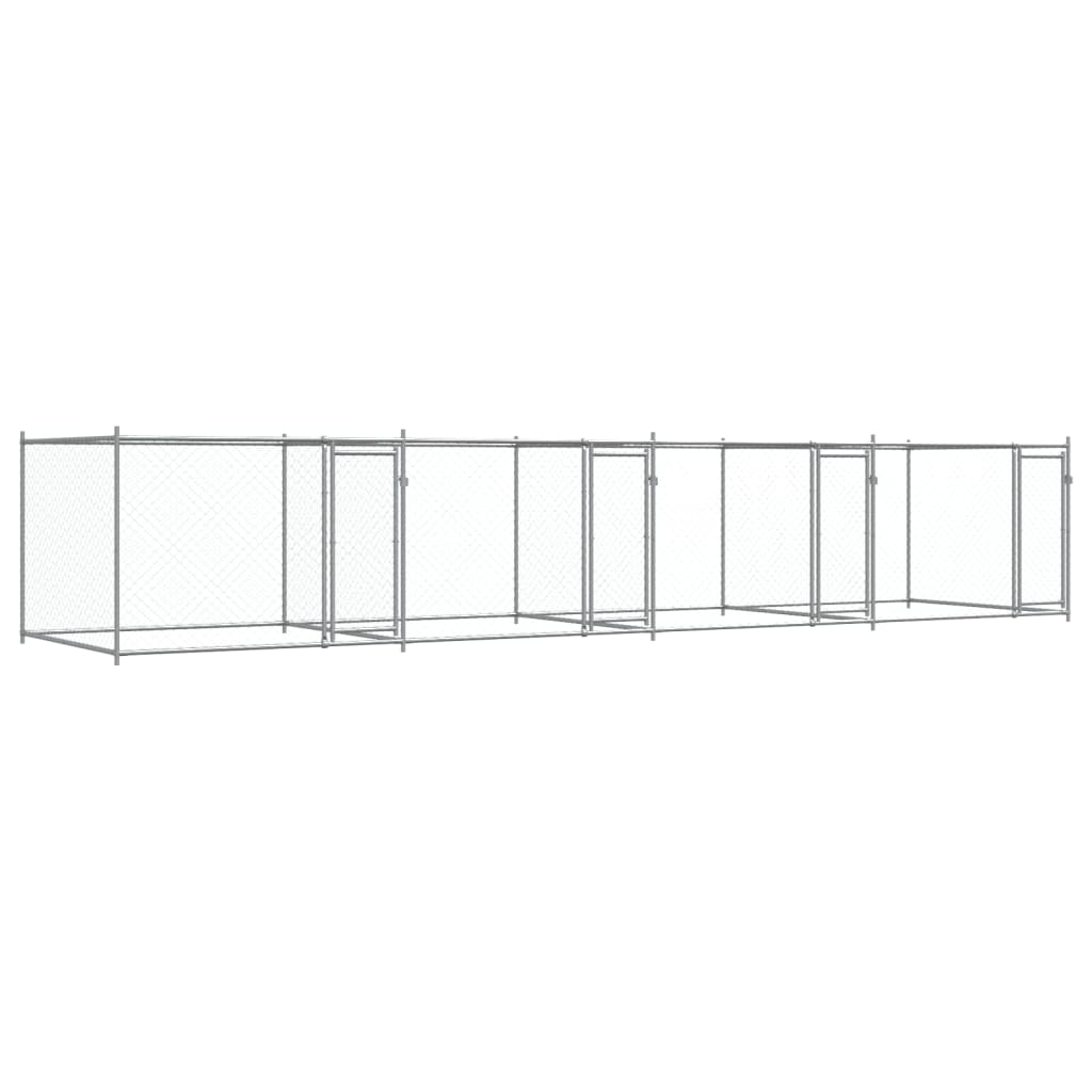 Vidaxl dog loft with doors 8x2x1.5 m galvanized steel gray