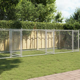 Vidaxl Hondwaft mat Dieren 8x2x1.5 m galvaniséiert Stol Grey