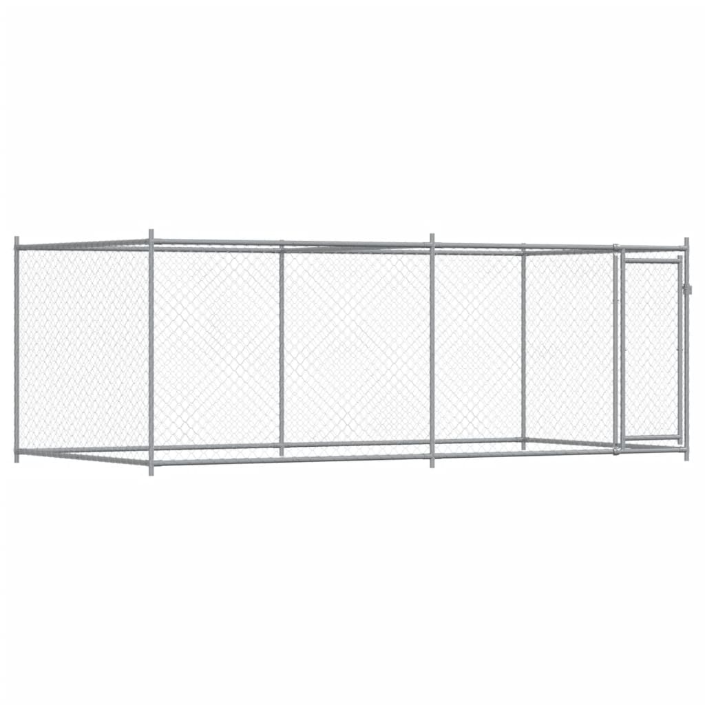 Vidaxl dog loft con porta 4x2x1,5 m grigio galvanizzato