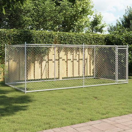 VidaXL Niche avec porte 4x2x1,5 m acier galvanisé gris