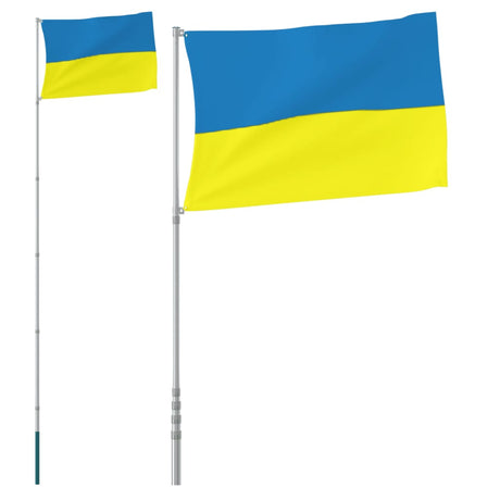 VidaXL Drapeau avec mât Ukraine 5,55 m aluminium