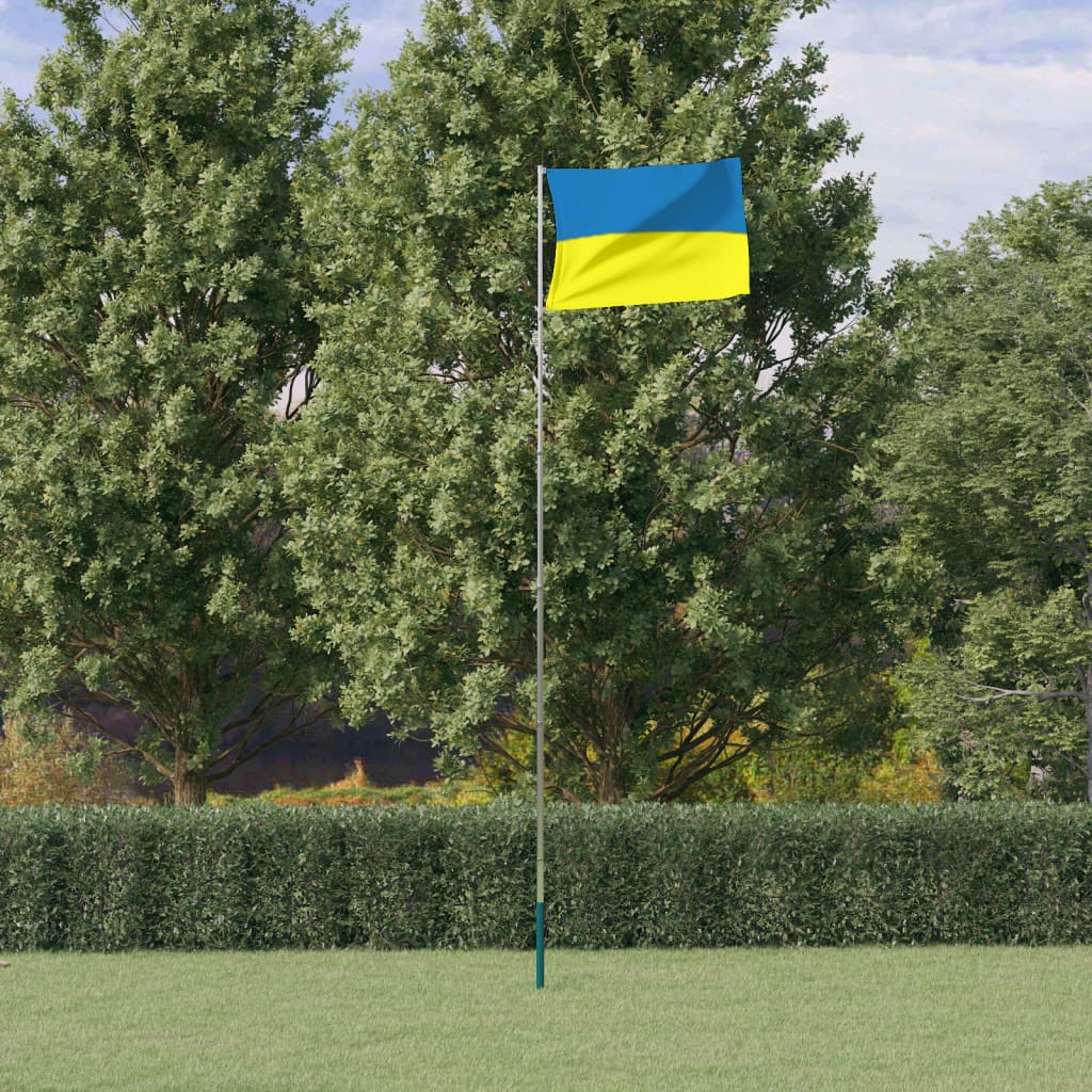 VidaXL Drapeau avec mât Ukraine 5,55 m aluminium