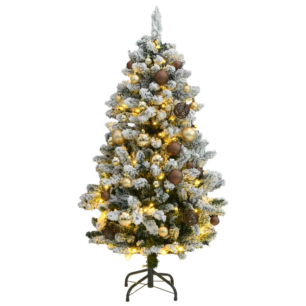 Vidaxl Kunstkerstboom con bisagras 150 LED y bolas de Navidad de 120 cm