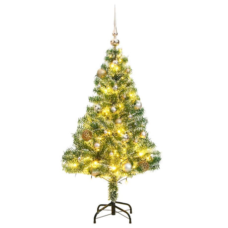 VidaXL Sapin de Noël artificiel 150 LED, boules et neige 150 cm