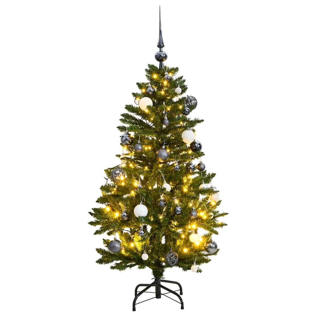 VidaXL Sapin de Noël artificiel avec charnières 150 LED et boules de Noël 120 cm