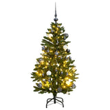 VidaXL Sapin de Noël artificiel avec charnières 150 LED et boules de Noël 120 cm