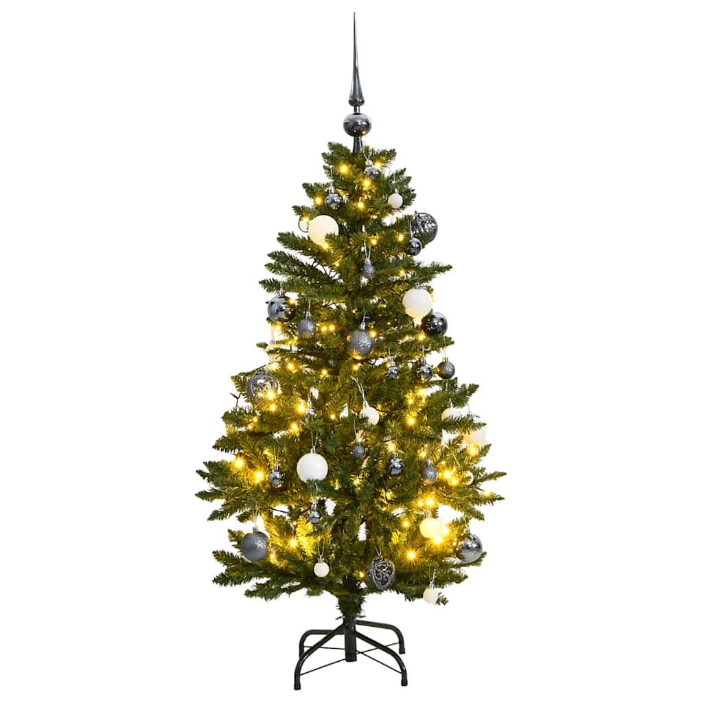 VidaXL Sapin de Noël artificiel avec charnières 150 LED et boules de Noël 150 cm