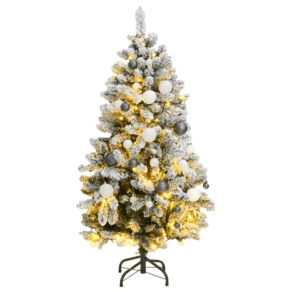 Vidaxl Kunstkerstboom s tečaji 150 LED in božične žoge 120 cm