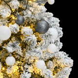 VidaXL Sapin de Noël artificiel avec charnières 150 LED et boules de Noël 150 cm