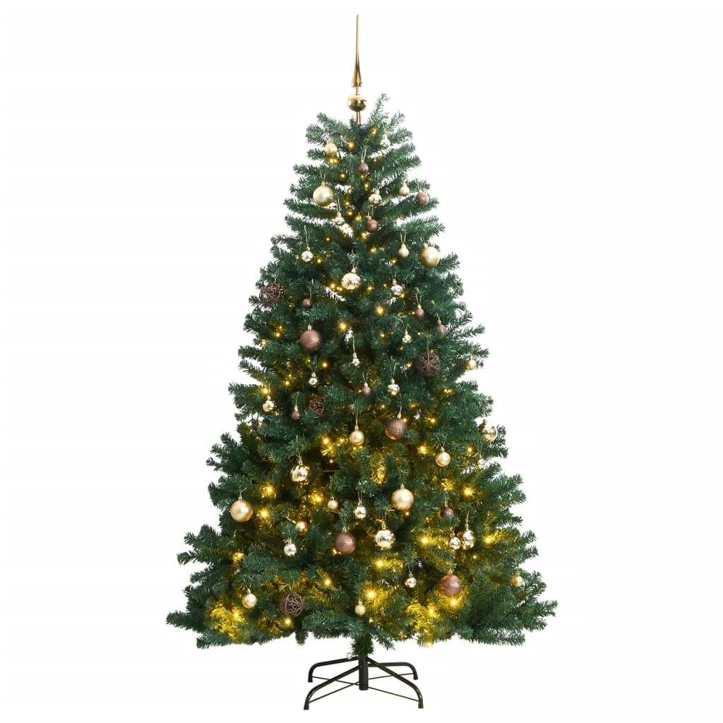 Vidaxl Kunstkerstboom with hinges 300 LEDs and Christmas balls 210 cm