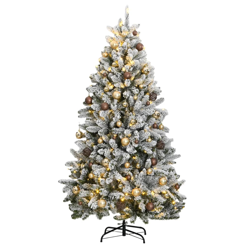 VidaXL Kunstkerstboom with hinges 300 LEDs and Christmas balls 180 cm