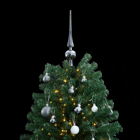 VidaXL Sapin de Noël artificiel avec charnières 300 LED et boules de Noël 210 cm