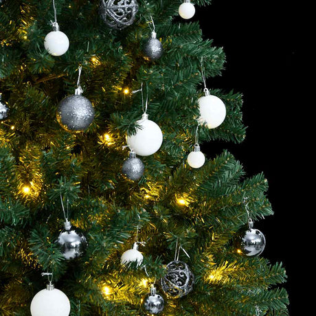 VidaXL Sapin de Noël artificiel avec charnières 300 LED et boules de Noël 210 cm