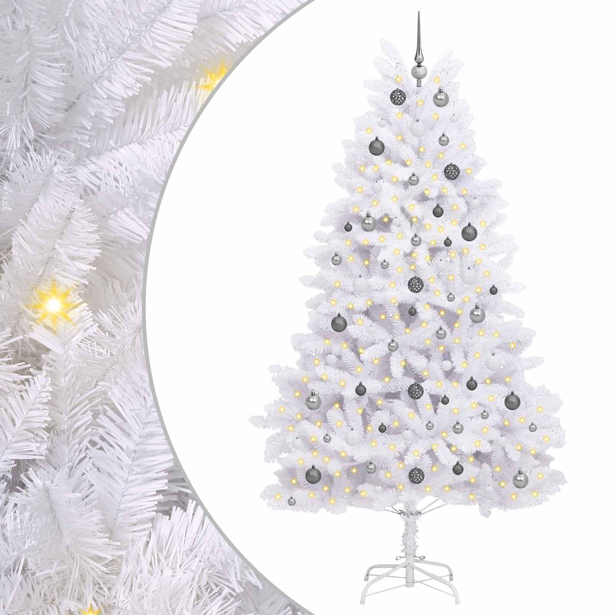 Vidaxl kunstkerstboom wit 120 x 120 x 240 cm pvc en metaal