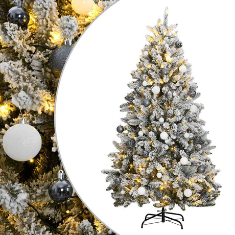 VidaXL Sapin de Noël artificiel avec charnières 300 LED et boules de Noël 180 cm